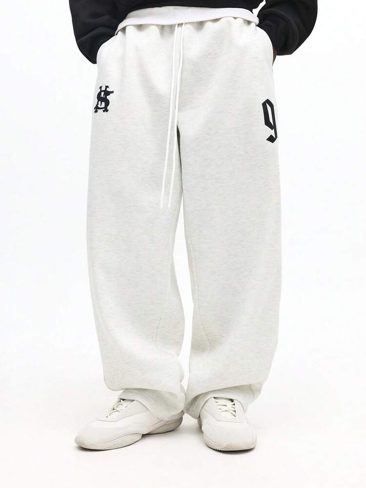 Straight Leg Sweatpants With Dollar Symbol