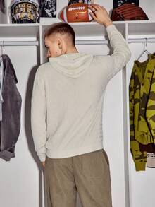 STEELVANCE Men's New Striped Fashionable Pullover Knit Sweater Earthy Cream Beige Fall Winter - Khaki - View 2