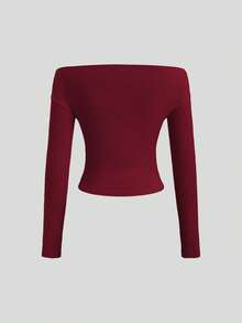 Sweetra Bộ 3 áo crop top tay dài trễ vai cho nữ, thoải mái, thân thiện với da, ôm vừa vặn - Nhiều màu - Xem 5