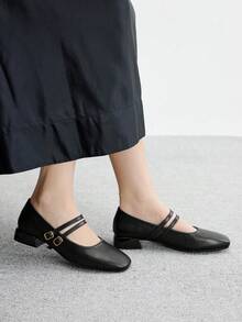 CUCCOO BIZCHIC Women's Fashion Black Buckle Design Daily Commute High Heel Pumps - Black - View 3