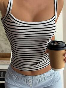 Livesso Women's Slim Fit Striped Casual Top, Suitable For Autumn And Winter