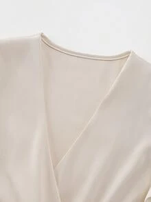 GlowEve Waist Cinching Unique Gorgeous Set (Long Sleeve Top And Pants Two Pieces) - Apricot - View 7