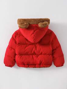 Cozy Pixies Áo khoác lót lông nhân tạo dệt thường ngày cho bé gái sơ sinh/trẻ mới biết đi - Đỏ - Xem 2