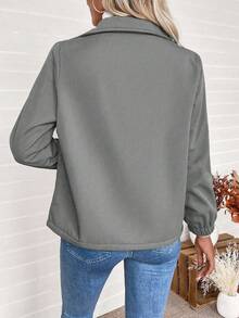 EMERY ROSE 女士休闲拉链保暖长袖外套，秋冬季 - 淺灰色 - 查看 2