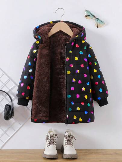 Elladie kids Young Girl Zip Up Hooded Plush Lined Padded Coat Young Girl Girl Coatkids Girl Coatskids Girl Winter Jacketkids Black Coat