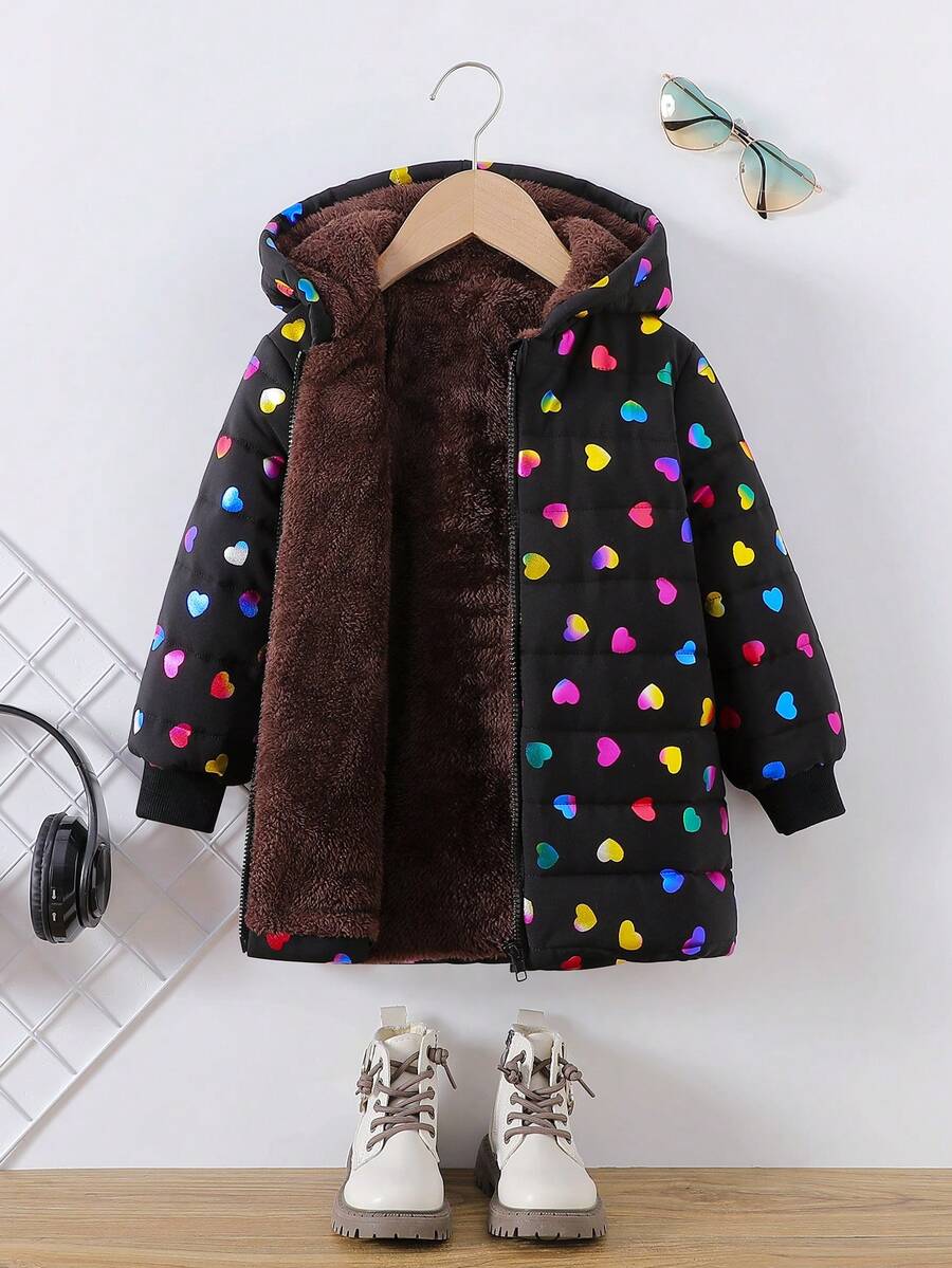 Elladie kids Young Girl Zip Up Hooded Plush Lined Padded Coat Young Girl Girl Coatkids Girl Coatskids Girl Winter Jacketkids Black Coat - Black - View 1