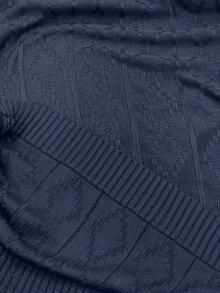 STEELVANCE 男士菱格纹针织套头毛衣牛仔裤阔腿宽松牛仔裤男士阔腿牛仔裤秋冬 - 藍色 - 查看 6