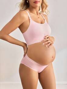 BloomMama Soutien-gorge d'allaitement sans fil, rose, sans couture, ajouré, confortable, haute élasticité, soutien-gorge de maternité - Rose pâle - Voir 5