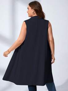 Chikora Plus Double Breasted Vest Blazer In Fall/Winter - Navy Blue - View 2