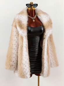 Amplova Áo khoác lông nhân tạo cho nữ, trang phục thường ngày ấm áp khi ra ngoài vào mùa thu/đông - Nhiều màu - Xem 1