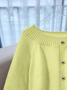 SHEIN LUNE 全新秋冬露肩独特性感奢华高端女式毛衣 - 淡黃色 - 查看 5