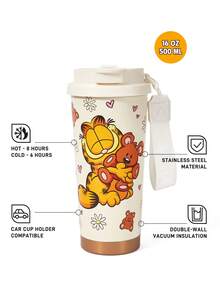 GARFIELD | SHEIN Vacuum Insulated Stainless Steel ,Leak-Proof Lid, Suitable For Hot Drinks / Cold Drinks, Suitable For Most Cup Holders