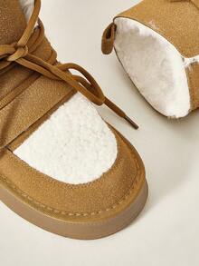 Cuccoo Platform Thick Bottom Warm Snow Ankle Boots Fall For Christmas And New Year Holiday Valentines - Brown - View 3