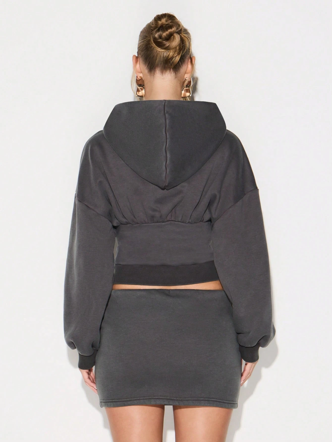 KIZN Sudadera con capucha lavada, cremallera y cordón ajustable