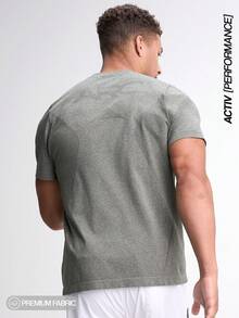 Camiseta de manga corta casual con parches para hombres ARC-1080-RSN - Gris - Ver 4
