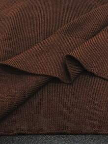 Claim Dot Men's Solid Color Minimalist Everyday Wear Half-Turtleneck Long Sleeve Knit Sweater Earthy Clothes Men Brown Sweater - Coffee Brown - View 8