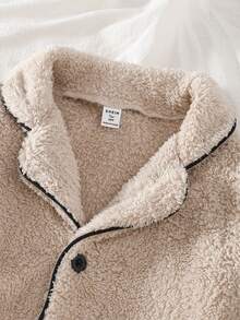 青少年男童保暖内衬开衫上衣和抓绒裤家居服套装，米色和灰色青少年男童抓绒服装套装 - 彩色 - 查看 7