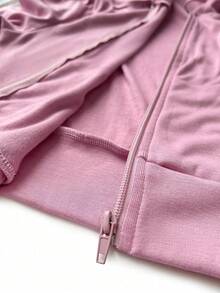 Maweii 大码女式性感连帽长袖束腰卫衣及喇叭裤两件套，弹力舒适，休闲街头风，日常穿着，撞色设计 - 彩色 - 查看 7