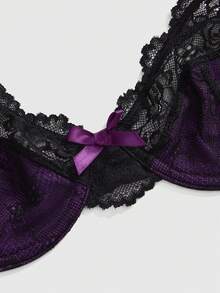 ROMWE Women's Gothic Underwire Lace Bra - Purple - View 3