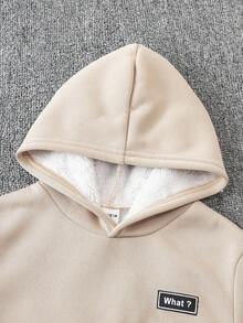 SHEIN 3 piezas Sudaderas con capucha de unicolor con aplicación de letras y forro térmico para niños pequeños