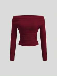 Sweetra Bộ 3 áo crop top tay dài trễ vai cho nữ, thoải mái, thân thiện với da, ôm vừa vặn - Nhiều màu - Xem 4