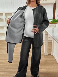 SHEIN Maternity Casual Loose Jacket For Everyday Wear, Autumn