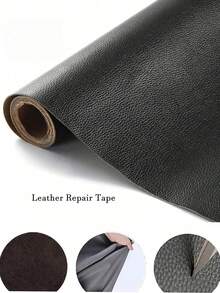 1pc Self-Adhesive Leather Repair Tape, Leather Patching Kit, Suitable For Sofa, Furniture, Car Seat, Leather Tear Repair, Cuttable Sofa Patch, Applicable To Hotel/Restaurant/Office/Commercial Use - Black - View 1