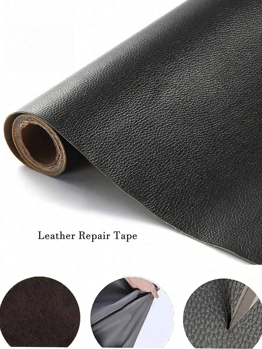 1pc Self-Adhesive Leather Repair Tape, Leather Patching Kit, Suitable For Sofa, Furniture, Car Seat, Leather Tear Repair, Cuttable Sofa Patch, Applicable To Hotel/Restaurant/Office/Commercial Use - Black - View 1