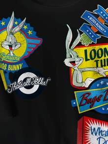 LOONEY TUNES X SHEIN Men Summer Casual Rabbit Print Short Sleeve T-Shirt - White - View 3