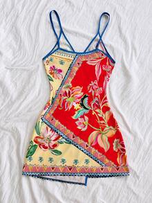 Soleia Váy quấn mini họa tiết lá cọ dừa nhiệt đới dành cho nữ - Nhiều màu - Xem 2