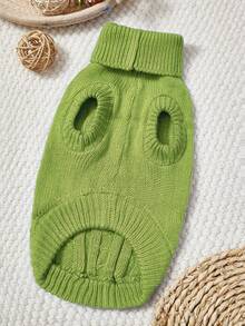 PETSIN 1 Piece Of Green Short Autumn And Winter Thick Knitted Windproof Warm Casual Pet Sweater - Green - View 10