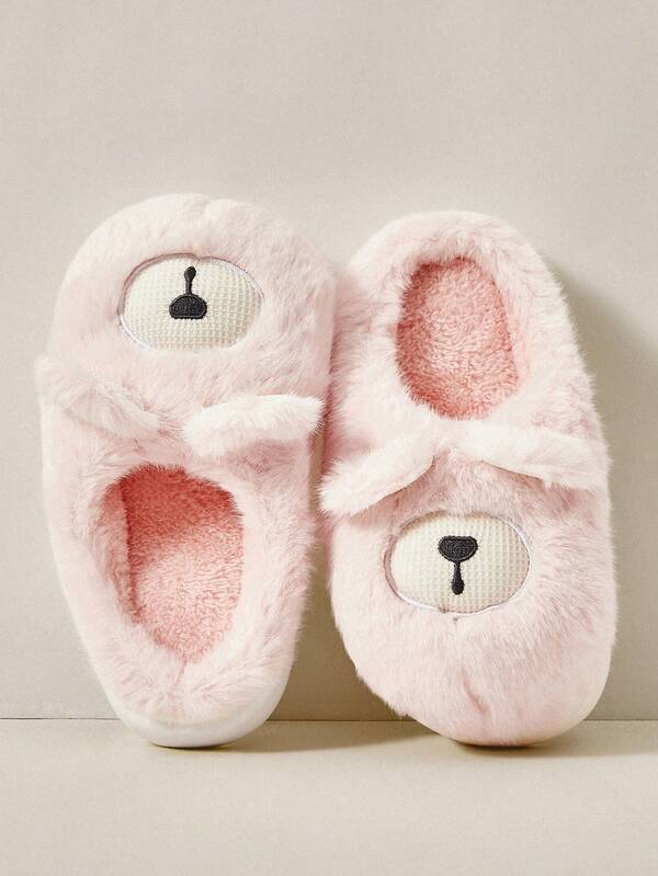 Cuccoo 可爱毛绒包头厚底保暖室内拖鞋，女士适用，秋冬