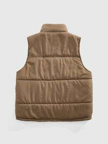 ROMWE MEN Street Life Men's Plain Simple Casual Sleeveless Khaki Vest