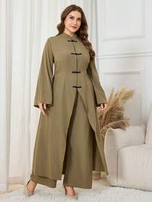 Al Najma Plus Size Women's Arabic-Style New Chinese Hanfu Set - Army Green - View 5