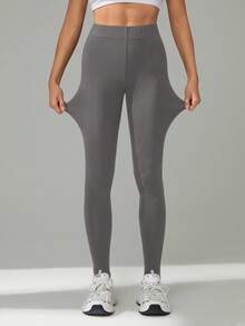 SHEIN Tall Leggings casuales de cintura alta y unicolor para mujer