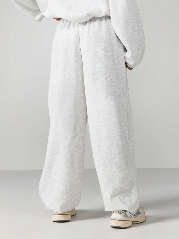 MISSGUIDED Heathered Drawstring Joggers For Women Casual Loose Fit Sweatpants With Cuffed Ankles Athleisure Lounge Pants