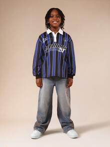 SUMWON Boys Striped Polo And Wide Leg Jogger Co-Ord Set For Back To School Casual Wear - Multicolor - View 3