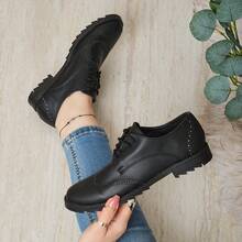 Women Oxfords Shoes - Black - View 1