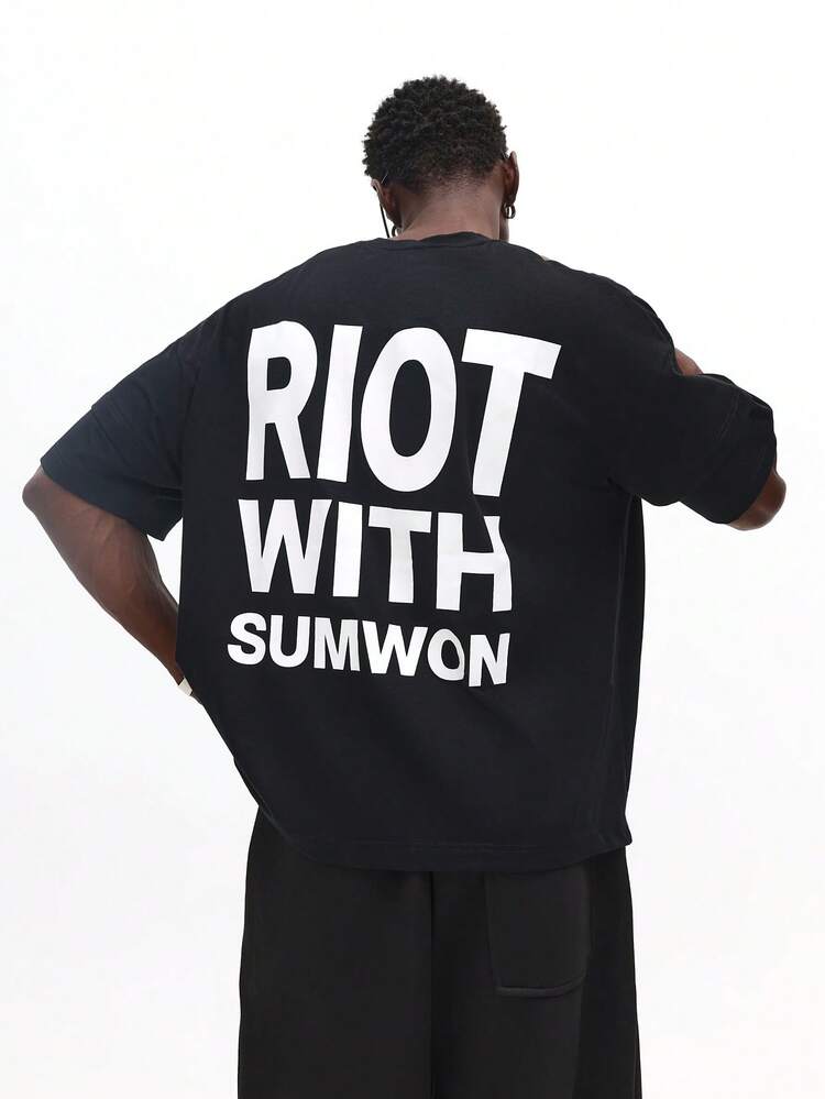 Boxy Fit Crew Neck Tee With Back Print