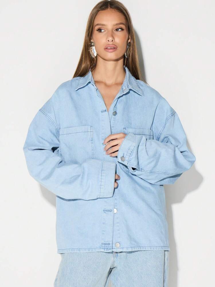 KIZN Oversized Denim Button Up Shirt