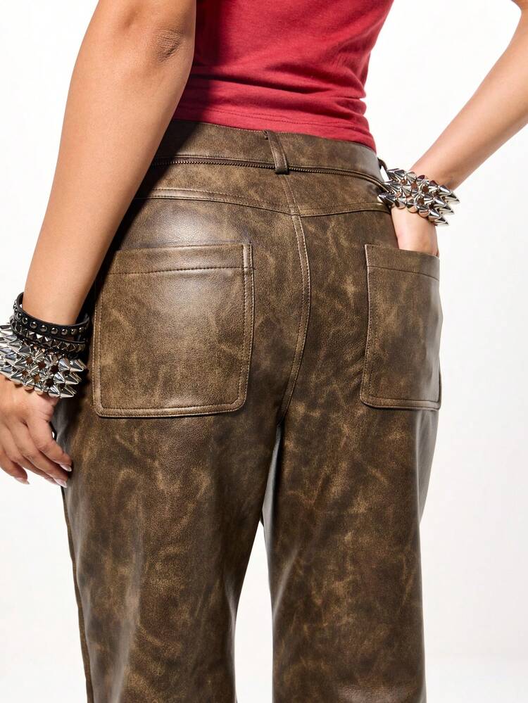 SUMWON WOMEN Faux Suede Flare Trousers With Zipper