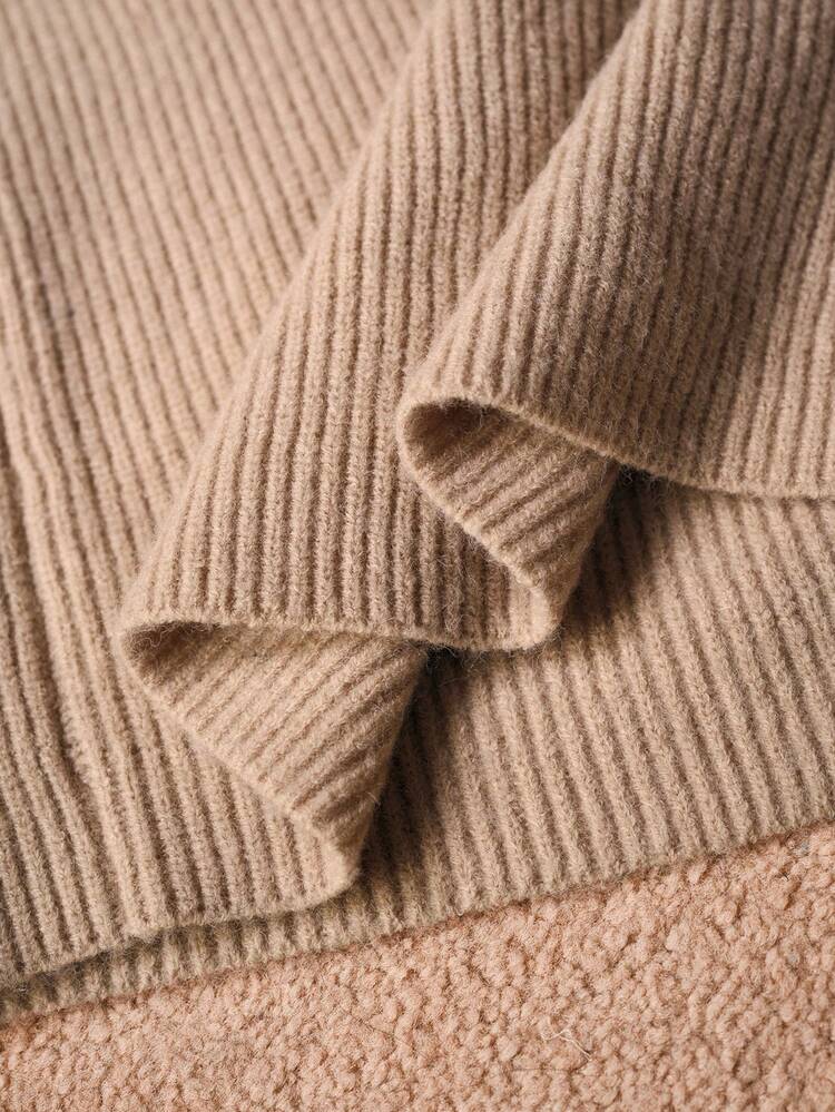 2개 니트 세트: V넥 드롭 숄더 스웨터 (타이 커프 디테일 포함) & 와이드 레그 니트 바지