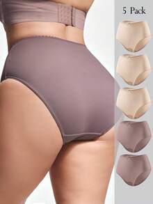 SHAPORA 5件大码女士高腰内裤 - 彩色 - 查看 3