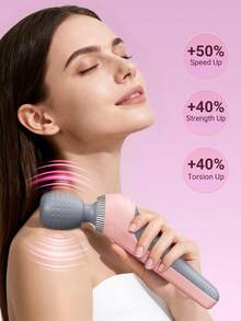 Teckwe Baguette de massage électrique portable, design compact et élégant, moteur haute vitesse, rechargeable Type-C, pour la relaxation des muscles du corps entier, du dos, du cou, des jambes, de la taille. Cadeau - Rose bonbon - Voir 2