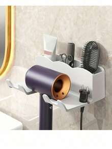 Wall-Mounted Bathroom Storage Rack, Free-Hand-Held Hair Dryer Holder, Seamless Paste, Free-Punch Bathroom Hair Dryer Holder, Hair Dryer Placement Rack Storage Rack - Multicolor - View 11