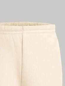 SHEIN 可爱圣诞驯鹿和心形印花女婴休闲宽松圆领柔软针织运动衫和运动裤套装，适合秋冬季、圣诞派对、街头风格、家居服 - 彩色 - 查看 5