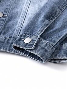 Tween Boys Denim Two Pieces Outfits, Versatile Casual Vintage Washed Denim Set, Suitable For Daily Wear, Outings, School, Commute, Essential For Fashionable Boys Boy Jeans Sets Denim Boys Outfit Jean Set Kids Jeans Jacket Denim Sets For Girls - Medium Wash - View 6