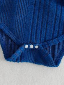 SHEIN 3pcs/Set Infant Boys' Casual All-Match Turtleneck Ribbed Texture Long Sleeve Bodysuit, Autumn/Winter - Multicolor - View 6