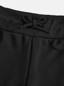 SHEIN Tween Girls Casual Knit Jogger Pants - Black - View 3