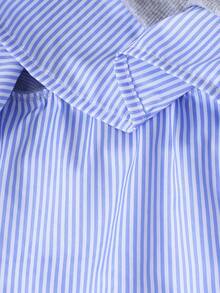 Sparklyn Set de 2 piezas para niñas preadolescentes: Sudadera estampada + Pantalones de pierna ancha, conjunto casual con cuello y bajo a rayas azul y blanco con parches